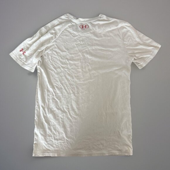Under Armour Project Rock Brahma Bull Short Sleeve Shirt Men's M Cream Red - Picture 3 of 14